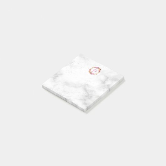  Roze Floral Wreatmonogram Post-it® Notes (Schuin)