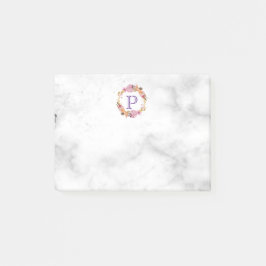 Roze Floral Wreatmonogram Post-it® Notes