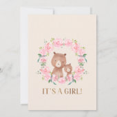 Roze Floral Wreator Beren Baby shower Uitnodiging (Achterkant)