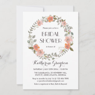 Roze Floral Wreator Vrijgezellenfeest Invite Kaart