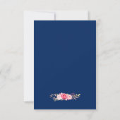 Roze Floral Wreaty Navy Blue RSVP Antwoord (Achterkant)
