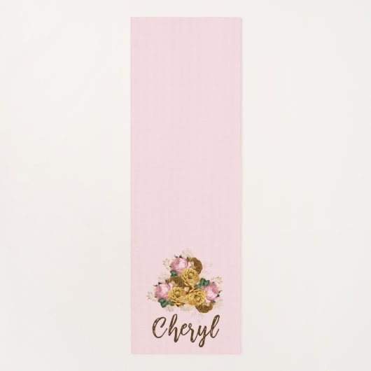 Roze Floral Yogamat (Voorkant)