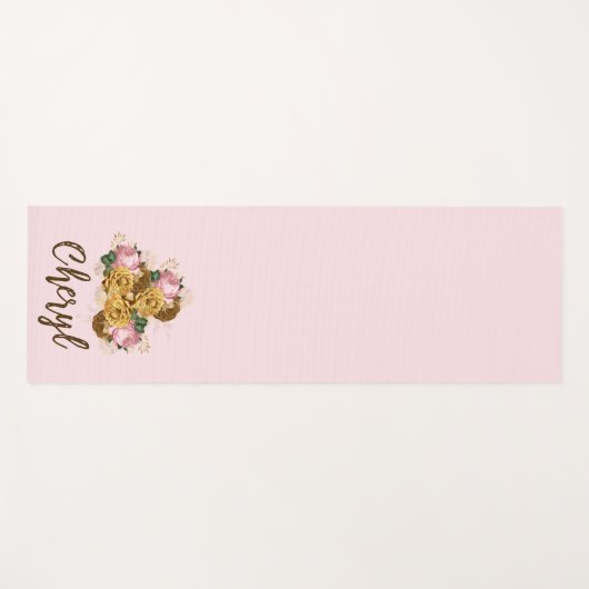 Roze Floral Yogamat (Voorkant (horizontaal))