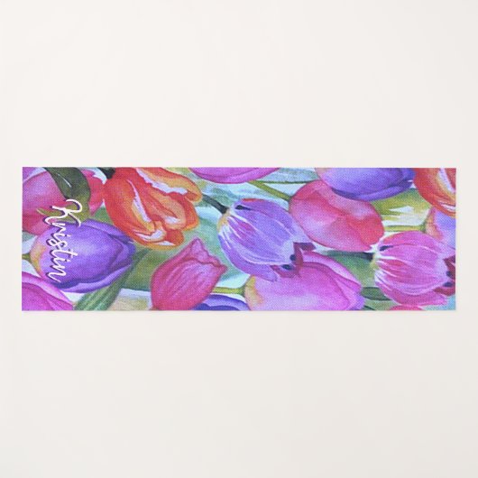  Roze Floral Yogamat (Voorkant (horizontaal))