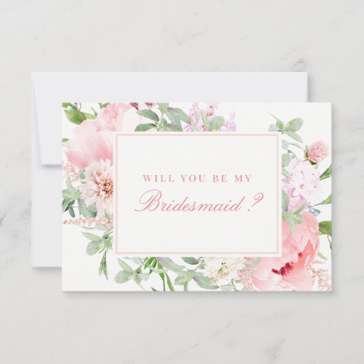 Roze Floral zal je mijn Bridesmaid zijn Kaart (Voorkant)