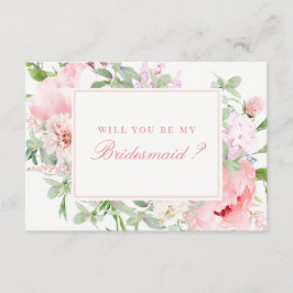 Roze Floral zal je mijn Bridesmaid zijn Kaart