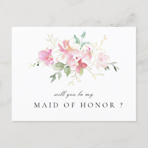 roze floral zal je mijn Maid of Honor card zijn Uitnodiging Briefkaart
