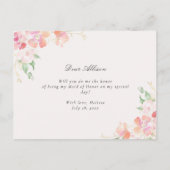 roze floral zal je mijn Maid of Honor card zijn Uitnodiging Briefkaart (Achterkant)