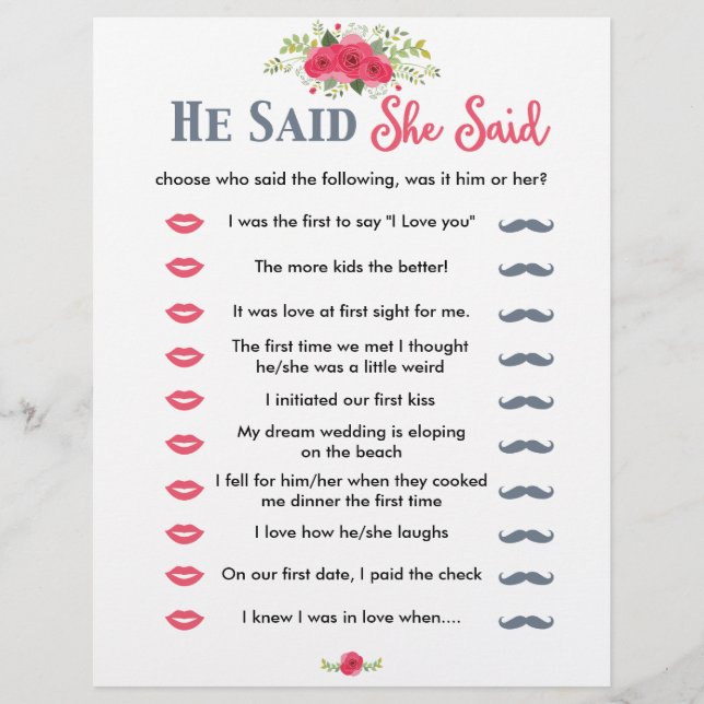 Roze Floral zei dat ze het spel zei (Voorkant)