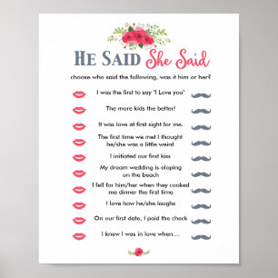 Roze Floral zei dat ze het spel zei Poster