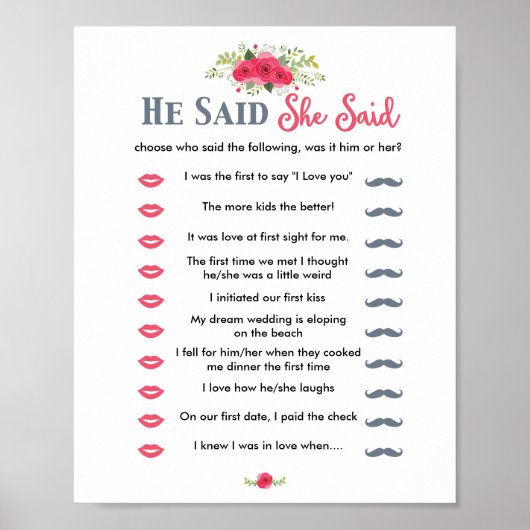 Roze Floral zei dat ze het spel zei Poster (Voorkant)