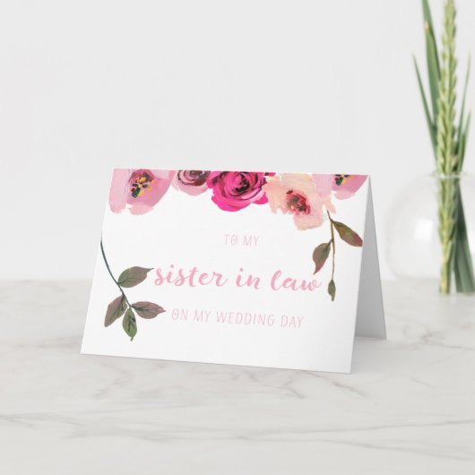 Roze Floral zuster in Law Wedday Card Bedankkaart (Voorkant)