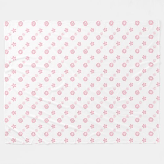 Roze florale afdruk op wit fleece deken (Voorkant (Horizontaal))