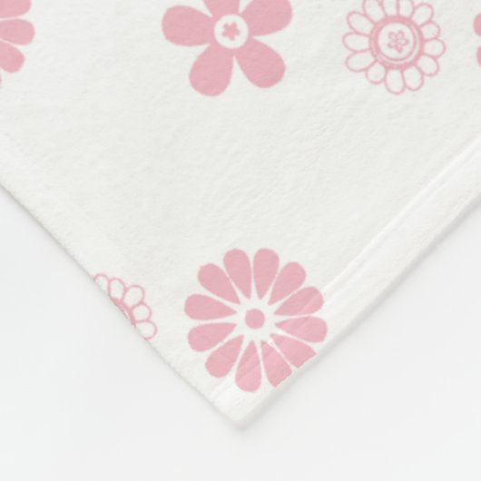 Roze florale afdruk op wit fleece deken (Hoek)
