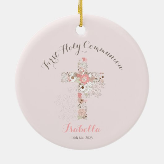 Roze florale anatomische versiering met gemeenscha keramisch ornament (Achterkant)