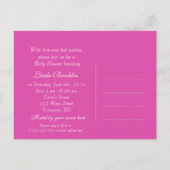 Roze florale baby shower briefkaarten (Achterkant)