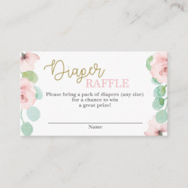 Roze florale Baby shower Diaper Raffle Informatiekaartje