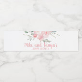 Roze florale baby shower labels op de flesjes. waterfles etiket (Enkel label)