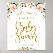 roze florale baby shower poster (Voorkant)