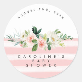 roze florale baby shower sticker
