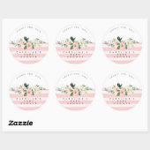 roze florale baby shower sticker (Vel)