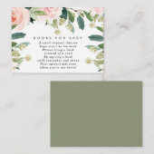 Roze florale boeken voor baby boekaanvragen informatiekaartje (Voorkant / Achterkant)
