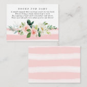 Roze florale boeken voor baby boekaanvragen informatiekaartje (Voorkant / Achterkant)