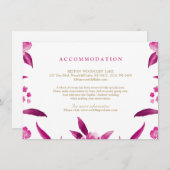 Roze florale Chinoiserie Weddenschappen Informatiekaartje (Voorkant / Achterkant)