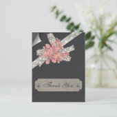 roze florale dank briefkaart (Staand voorkant)