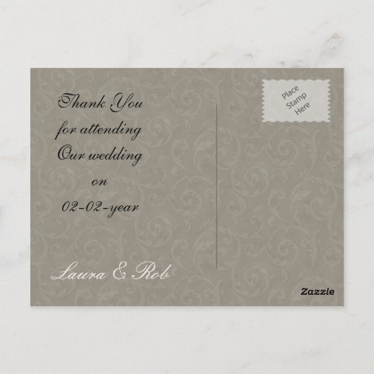 roze florale dank briefkaart (Achterkant)