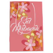 Roze florale Eid Mubarak cadeau Medium Cadeauzakje (Voorkant)