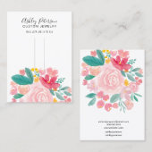 Roze florale elegant haarklemtoon barrette visitekaartje (Voorkant / Achterkant)