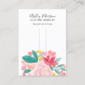 Roze florale elegant haarklemtoon barrette visitekaartje (Voorkant)