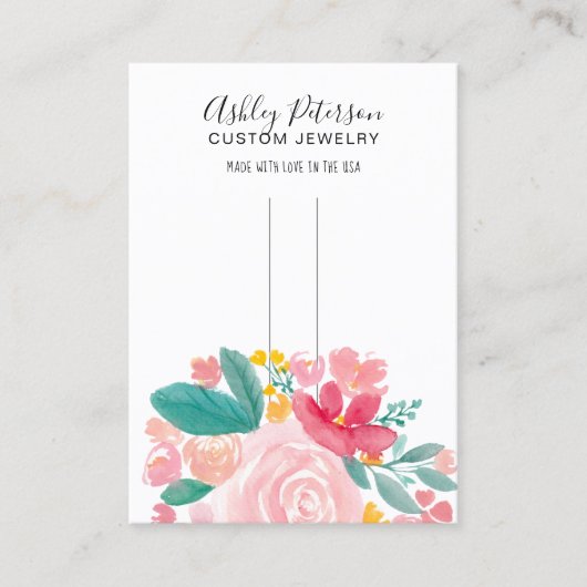 Roze florale elegant haarklemtoon barrette visitekaartje (Voorkant)