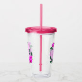 Roze florale gepersonaliseerde naam initiaal acryl drinkbeker (Rechts)