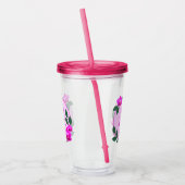 Roze florale gepersonaliseerde naam initiaal acryl drinkbeker (Links)