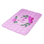 Roze florale  gepersonaliseerde naam initiaal badmat (Gekanteld)