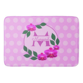 Roze florale  gepersonaliseerde naam initiaal badmat