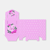 Roze florale  gepersonaliseerde naam initiaal bedankdoosjes (Uitgevouwen)
