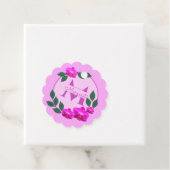 Roze florale  gepersonaliseerde naam initiaal bedankjes labels (In situ)