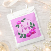 Roze florale gepersonaliseerde naam initiaal bedankzakje (Geknipt)