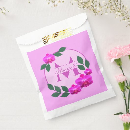 Roze florale gepersonaliseerde naam initiaal bedankzakje (Gezegeld)