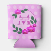 Roze florale  gepersonaliseerde naam initiaal blikjeskoeler (Achterkant)