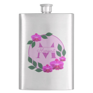 Roze florale  gepersonaliseerde naam initiaal flacon