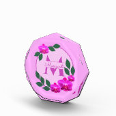 Roze florale gepersonaliseerde naam initiaal fotoblokken (Rechts)