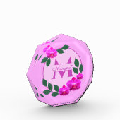 Roze florale gepersonaliseerde naam initiaal fotoblokken (Links)