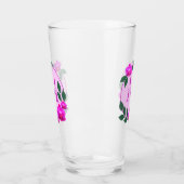 Roze florale gepersonaliseerde naam initiaal glas (Links)
