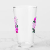 Roze florale gepersonaliseerde naam initiaal glas (Rechts)