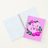 Roze florale  gepersonaliseerde naam initiaal notitieboek (Binnen)