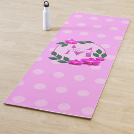 Roze florale  gepersonaliseerde naam initiaal yogamat